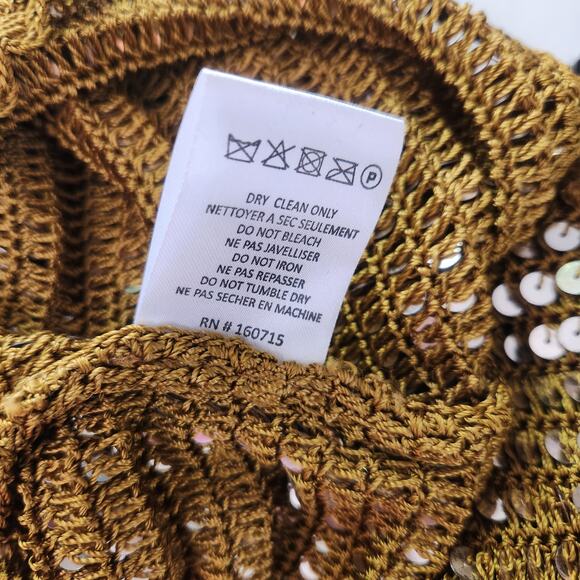 Retrofete Lucia Sequin Crochet Dress in Ginger Deep V Neck Size XS/S NWT - Picture 11 of 11